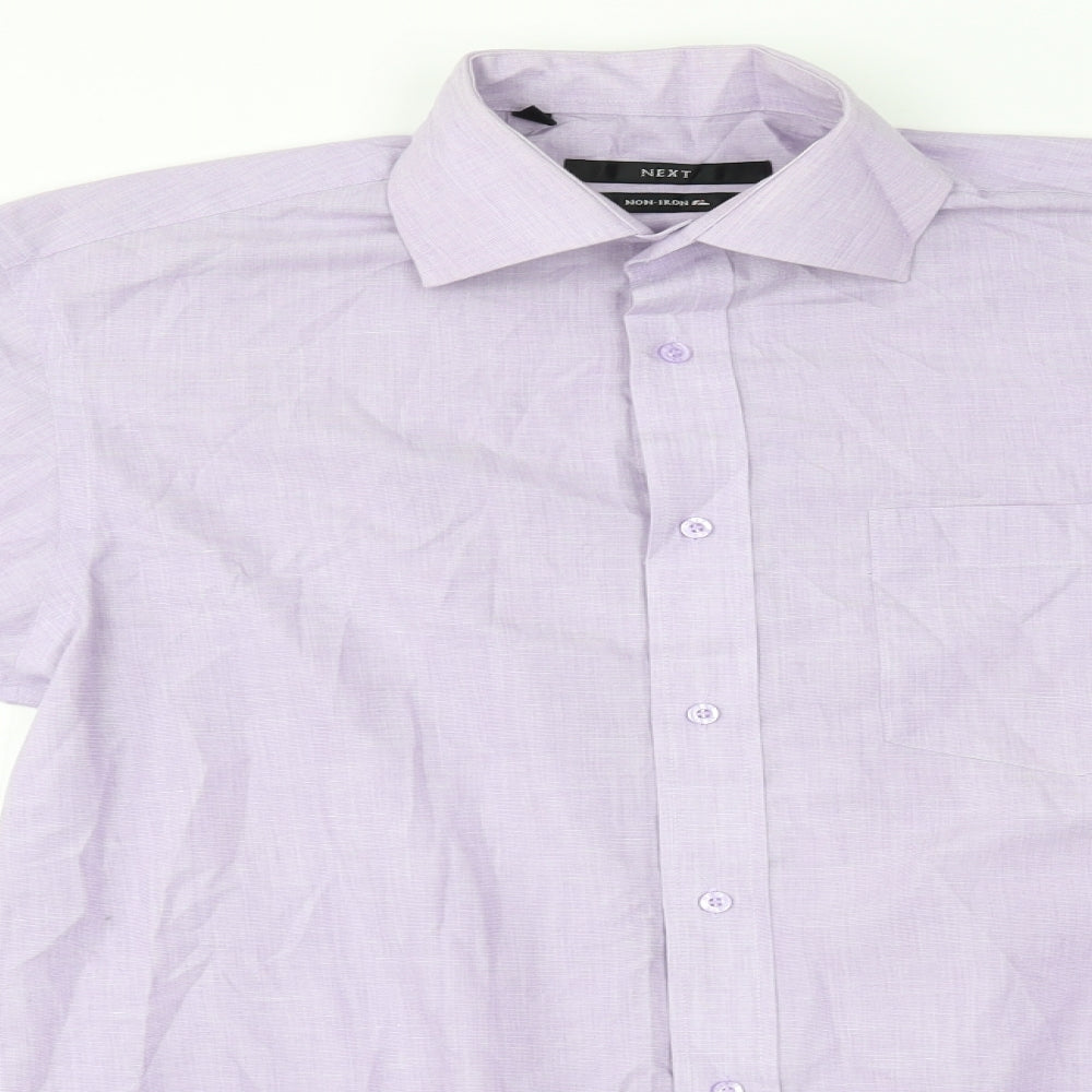 Mens UK Size 15 NEXT Purple  Button-Up Long Sleeve Casual Shirt