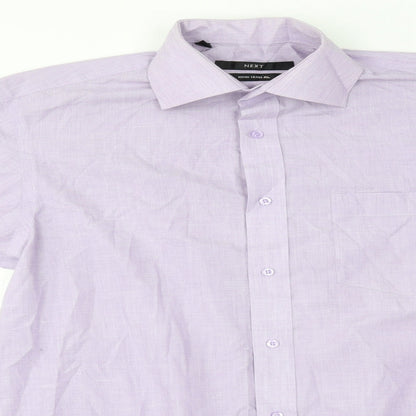 Mens UK Size 15 NEXT Purple  Button-Up Long Sleeve Casual Shirt
