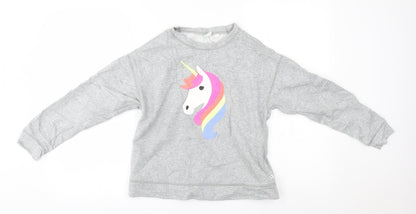 Gap Girls Grey   Pullover Jumper Size 10-11 Years  - unicorn