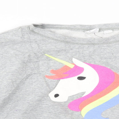 Gap Girls Grey   Pullover Jumper Size 10-11 Years  - unicorn
