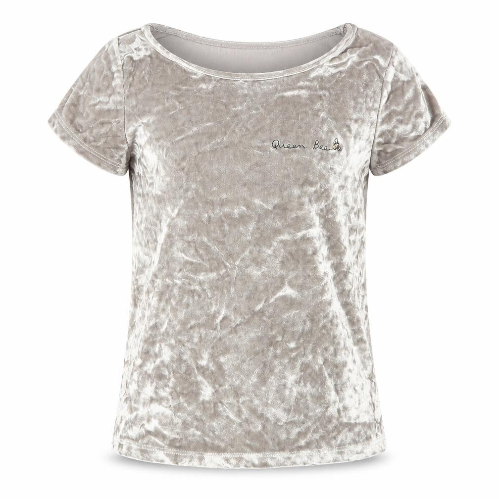 Tu Girls Silver   Basic T-Shirt Size 6 Years  - velvet look