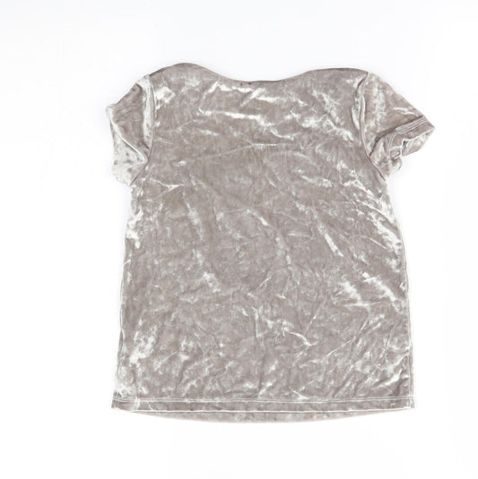 TU Girls Silver   Basic T-Shirt Size 6 Years  - velvet look