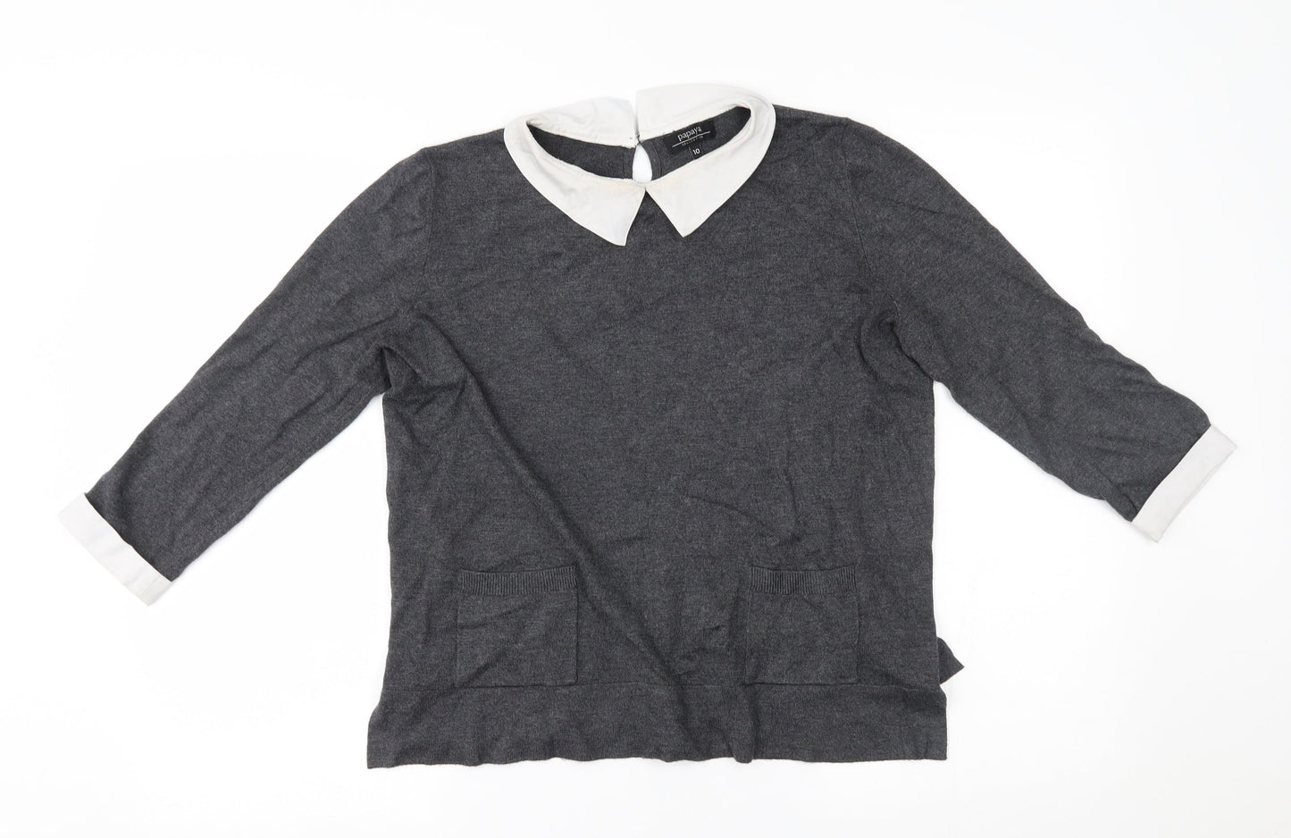 Womens UK Size 10 Papaya Grey Pullover Jumper