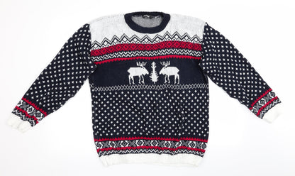Pulse Mens Blue Animal Print  Pullover Jumper   - Christmas jumper