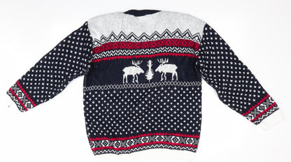 Pulse Mens Blue Animal Print  Pullover Jumper   - Christmas jumper