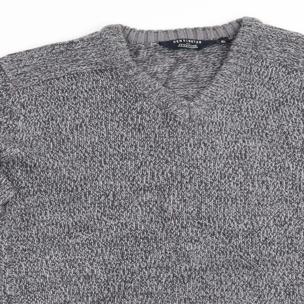 Kensington Mens Grey Herringbone  Pullover Jumper Size XL  - Soft Feel