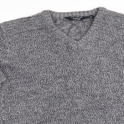 Kensington Mens Grey Herringbone  Pullover Jumper Size XL  - Soft Feel