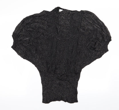 Miss Harvey Womens Black   Pullover Jumper One Size  - Glittery Batwing Jumper