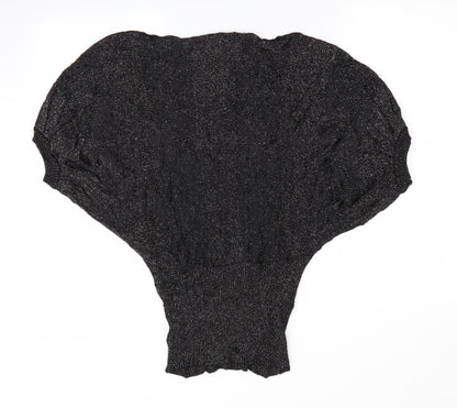 Miss Harvey Womens Black   Pullover Jumper One Size  - Glittery Batwing Jumper