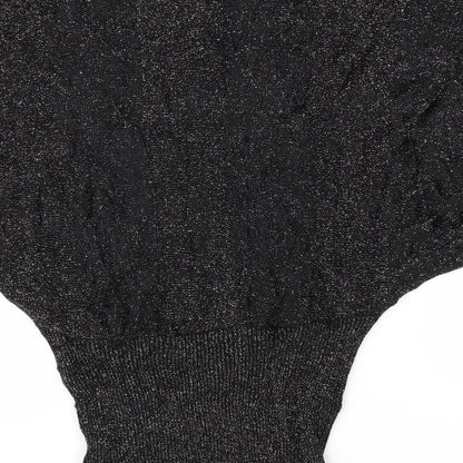 Miss Harvey Womens Black   Pullover Jumper One Size  - Glittery Batwing Jumper