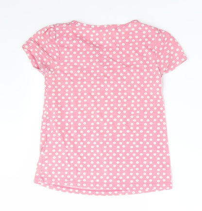 John Lewis Girls Pink Polka Dot  Basic T-Shirt Size 6 Years