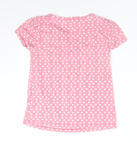 John Lewis Girls Pink Polka Dot  Basic T-Shirt Size 6 Years