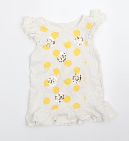 Nutmeg Girls White Polka Dot  T-Shirt Dress  Size 3-4 Years  - Sequinns Gold