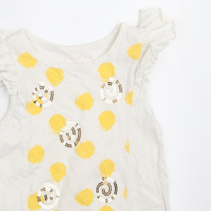 Nutmeg Girls White Polka Dot  T-Shirt Dress  Size 3-4 Years  - Sequinns Gold