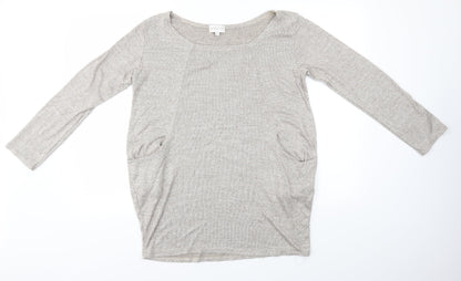 Womens UK Size M Apricot Grey Pullover Jumper