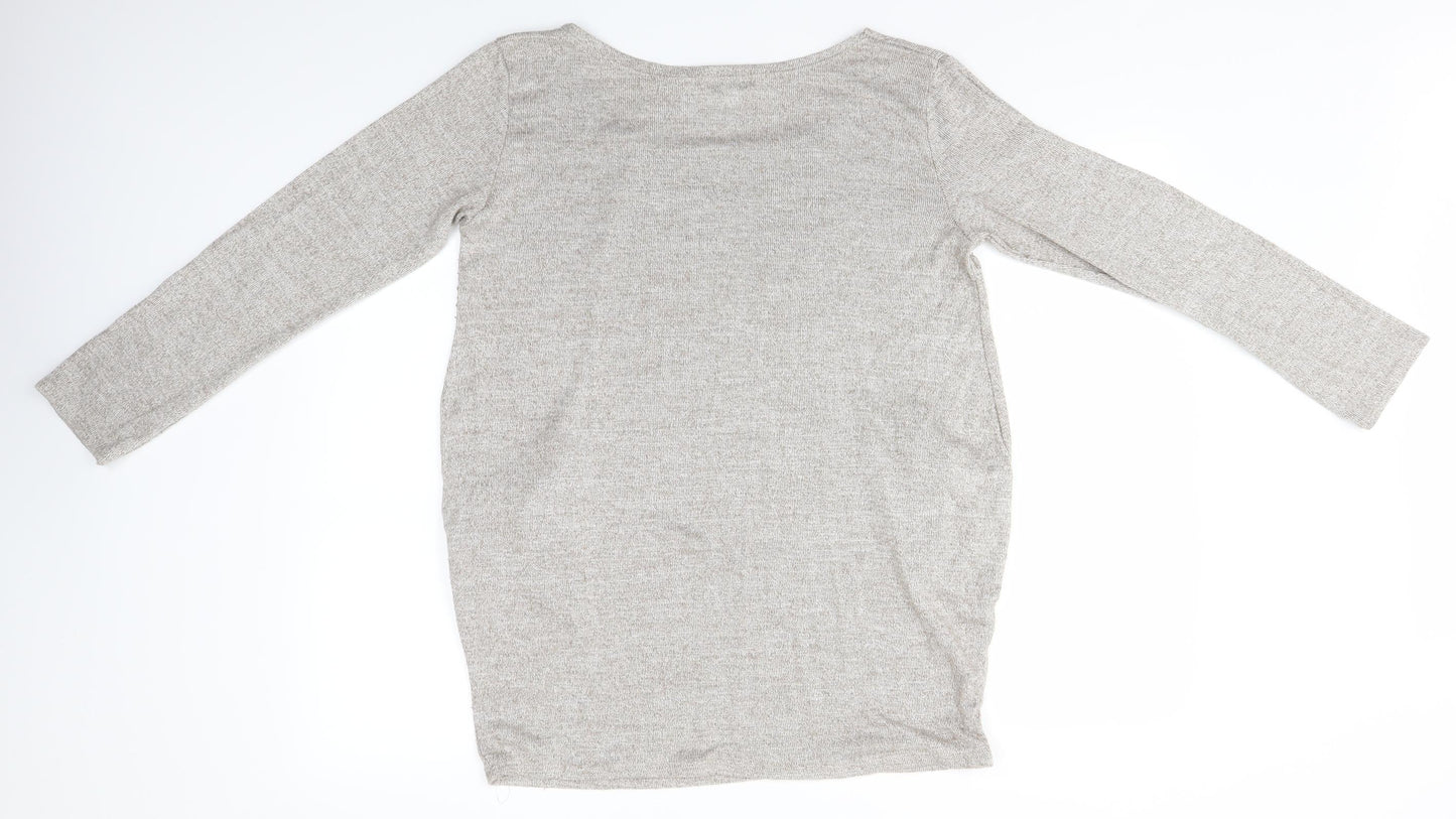 Womens UK Size M Apricot Grey Pullover Jumper