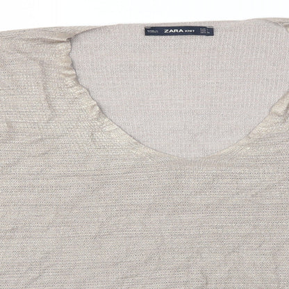 Womens UK Size L Zara Brown Pullover Jumper