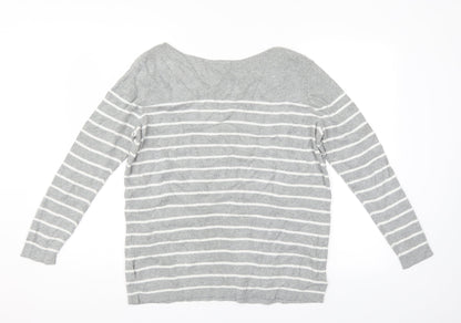Preworn Womens Grey Striped  Pullover Jumper Size L