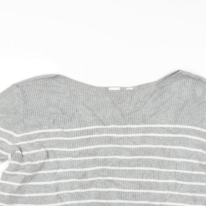 Preworn Womens Grey Striped  Pullover Jumper Size L