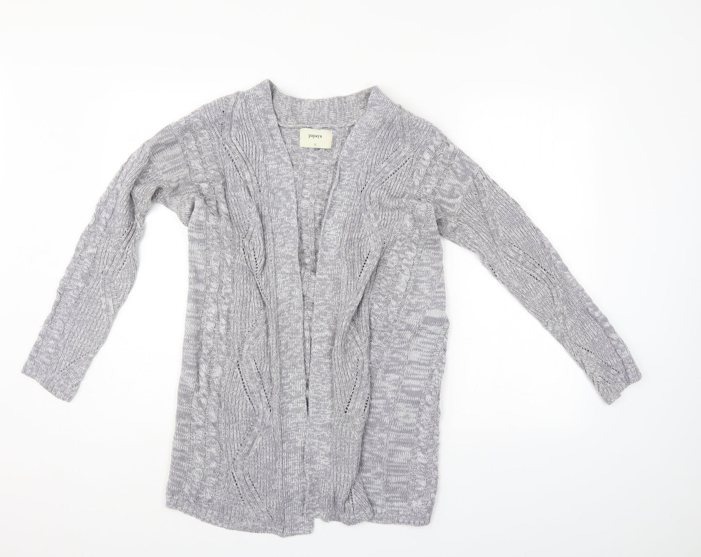 Womens UK Size S Papaya Grey Cardigan Jumper