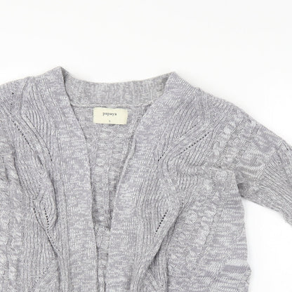 Womens UK Size S Papaya Grey Cardigan Jumper