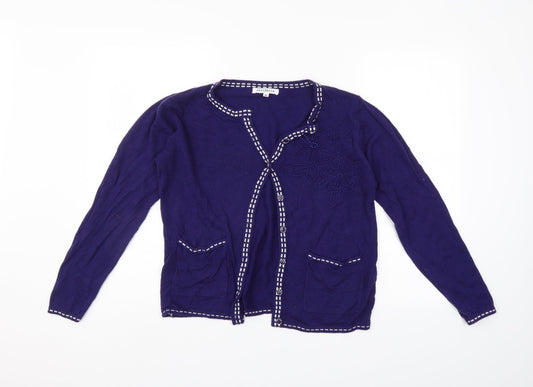 Annabelle Womens Blue Floral  Cardigan Jumper Size M