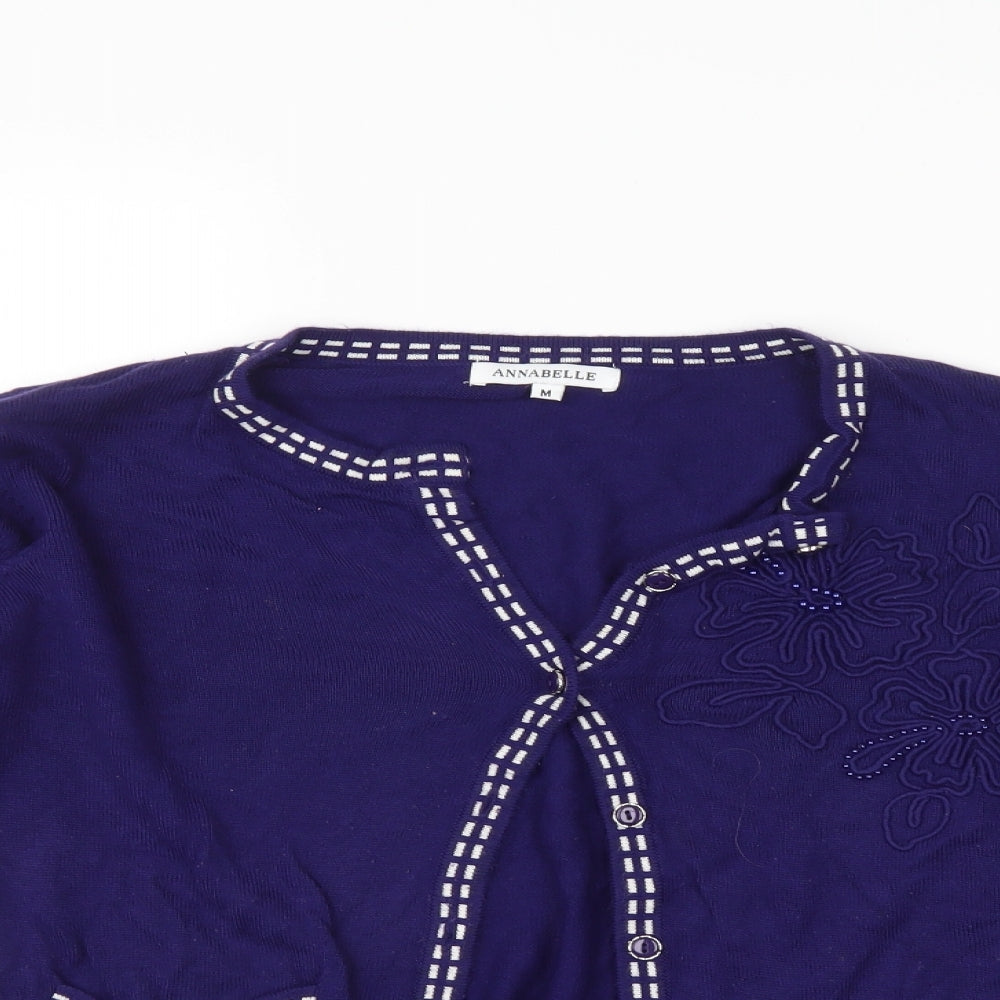 Womens UK Size M Annabelle Blue Cardigan Jumper