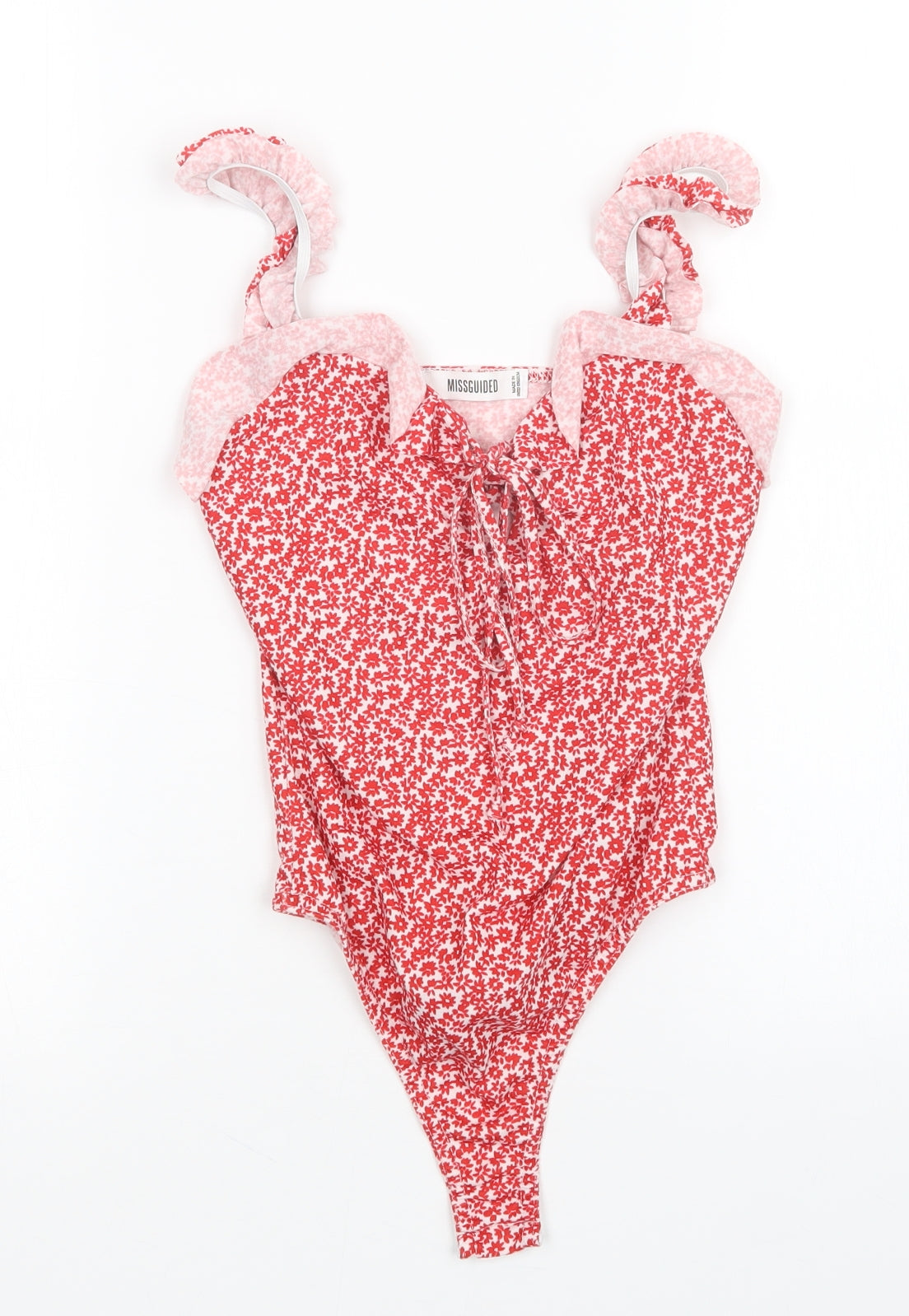 Missguided Womens Red Floral  Bodysuit One-Piece Size 6
