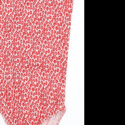 Missguided Womens Red Floral  Bodysuit One-Piece Size 6