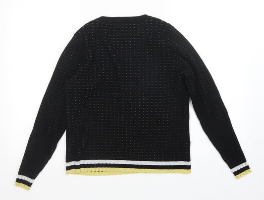 pimkle Womens Black Polka Dot  Pullover Jumper Size L