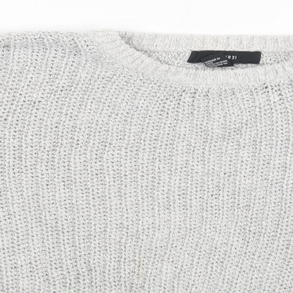 Womens UK Size M FOREVER 21 Grey Pullover Jumper