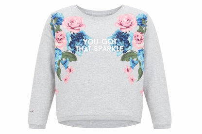 H&M Girls Grey Floral  Pullover Sweatshirt Size 11-12 Years