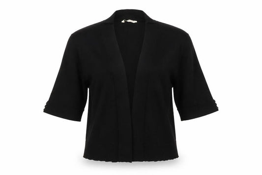 Front view of Tru Collection women’s black cardigan jumper, size M