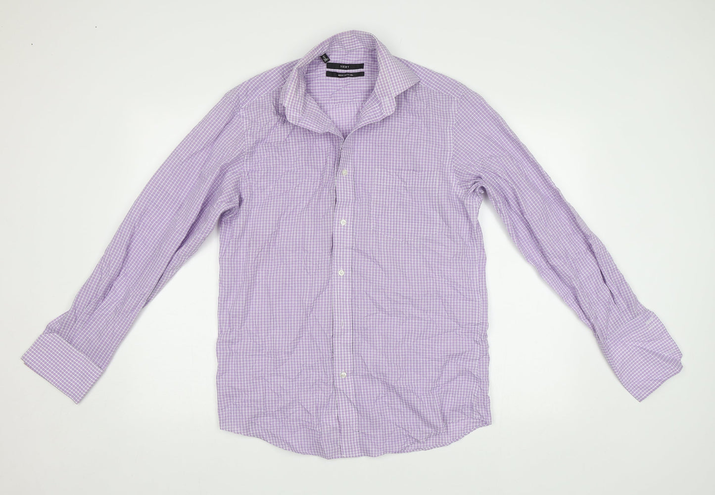 Mens UK Size 15.5 NEXT Purple  Button-Up Long Sleeve Casual Shirt