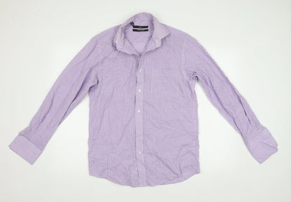 Mens UK Size 15.5 NEXT Purple  Button-Up Long Sleeve Casual Shirt