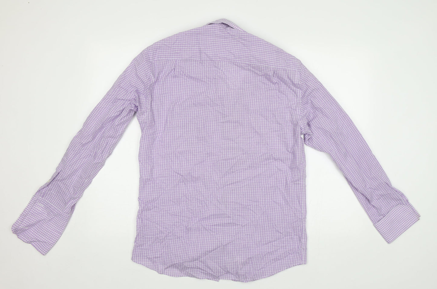 Mens UK Size 15.5 NEXT Purple  Button-Up Long Sleeve Casual Shirt