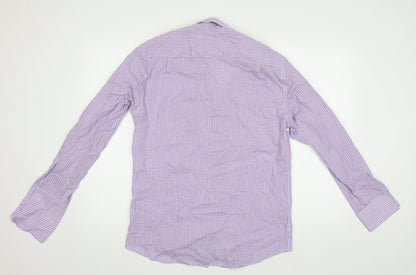 Mens UK Size 15.5 NEXT Purple  Button-Up Long Sleeve Casual Shirt