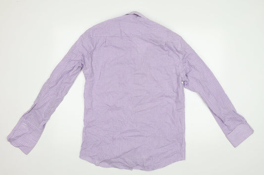 Mens UK Size 15.5 NEXT Purple  Button-Up Long Sleeve Casual Shirt