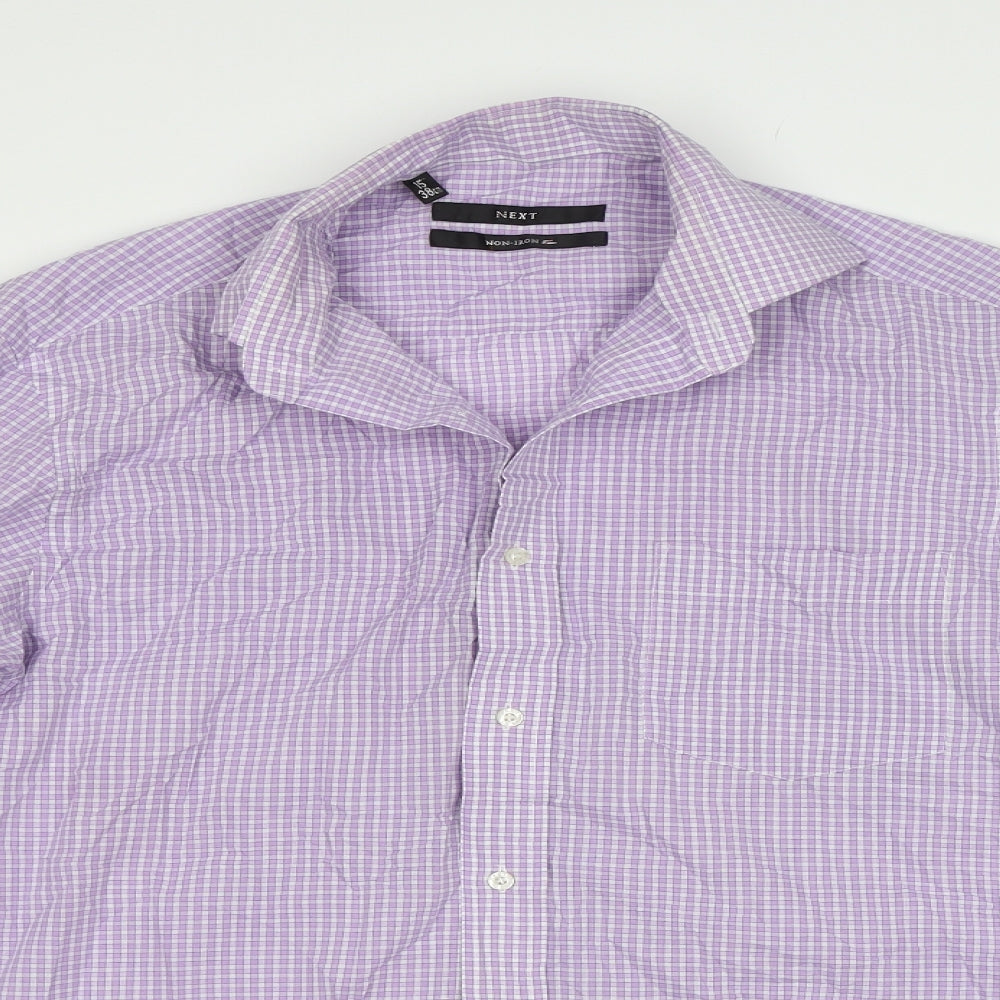 Mens UK Size 15.5 NEXT Purple  Button-Up Long Sleeve Casual Shirt