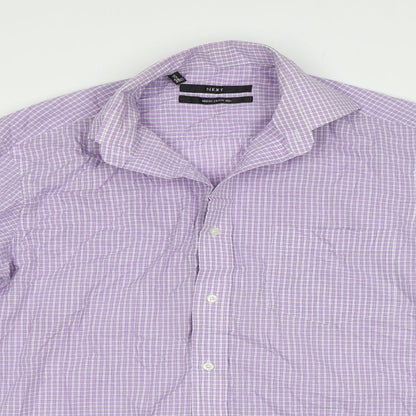 Mens UK Size 15.5 NEXT Purple  Button-Up Long Sleeve Casual Shirt