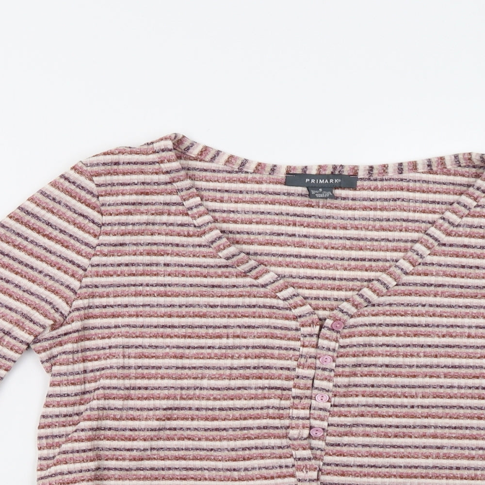 Primark Womens Multicoloured Striped Knit Cardigan Jumper Size S