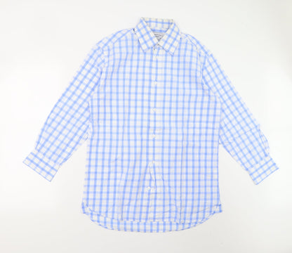 Samuel Window Mens Blue Check   Button-Up Size 15.5