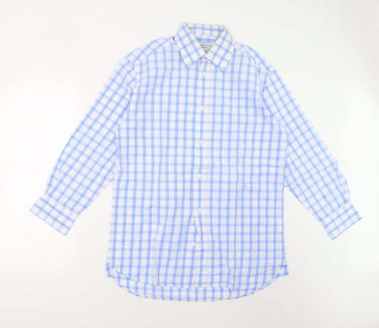 Samuel Window Mens Blue Check   Button-Up Size 15.5