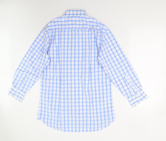 Samuel Window Mens Blue Check   Button-Up Size 15.5