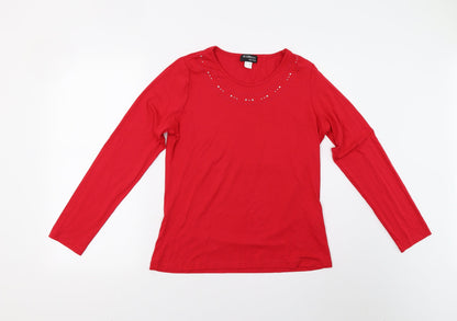 Habella Womens Red   Basic T-Shirt Size 10