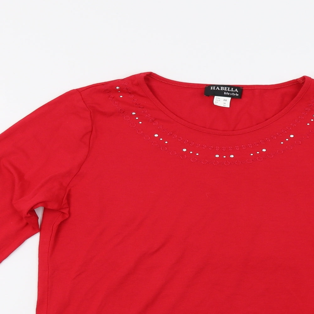 Habella Womens Red   Basic T-Shirt Size 10