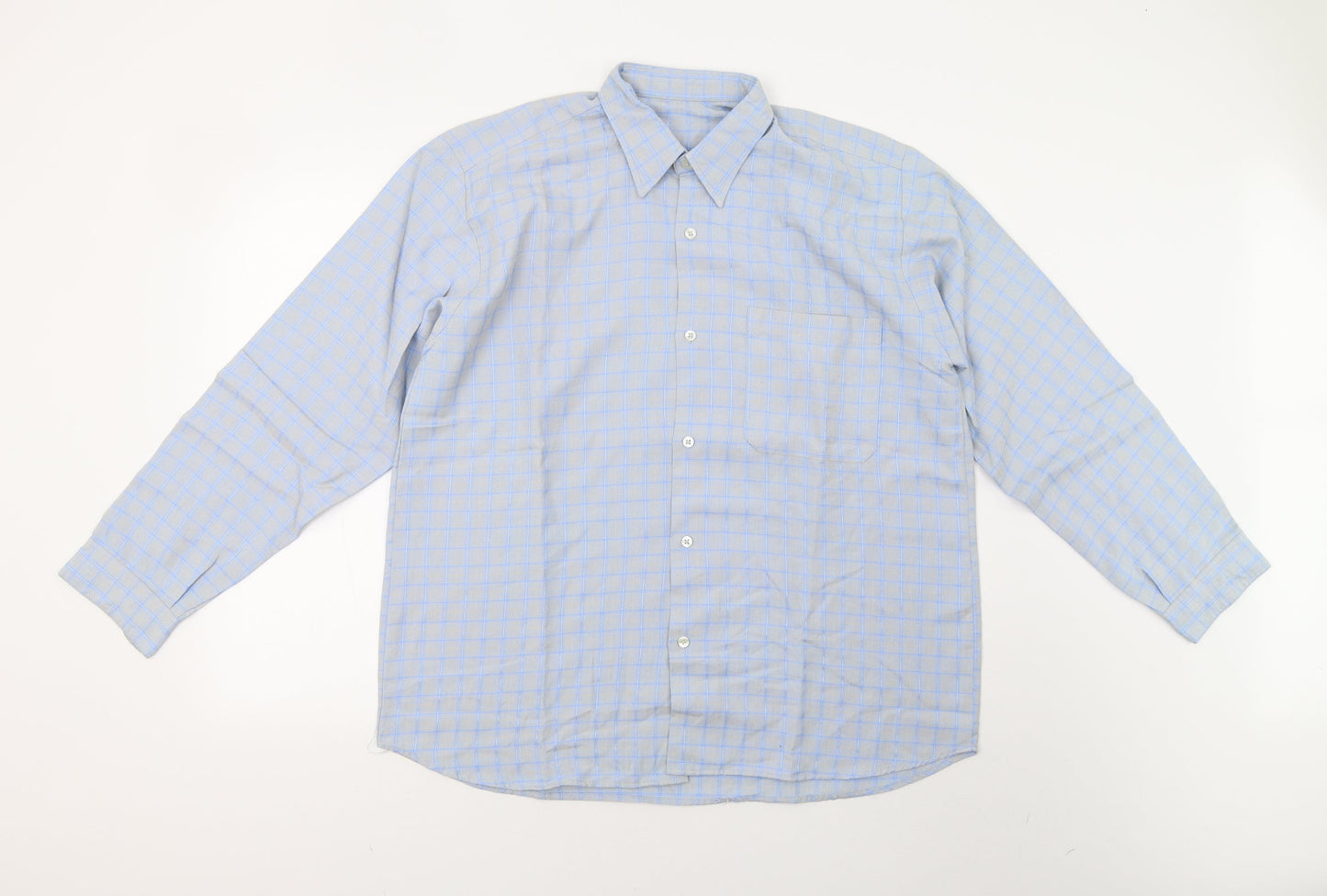 Mens UK Size XL Preworn Blue  Button-Up Long Sleeve Casual Shirt