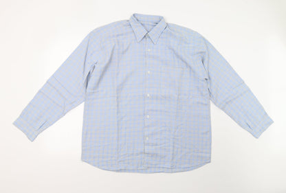 Mens UK Size XL Preworn Blue  Button-Up Long Sleeve Casual Shirt