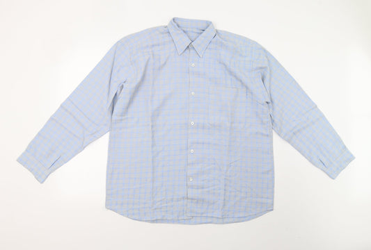 Mens UK Size XL Preworn Blue  Button-Up Long Sleeve Casual Shirt