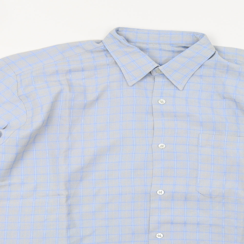 Mens UK Size XL Preworn Blue  Button-Up Long Sleeve Casual Shirt